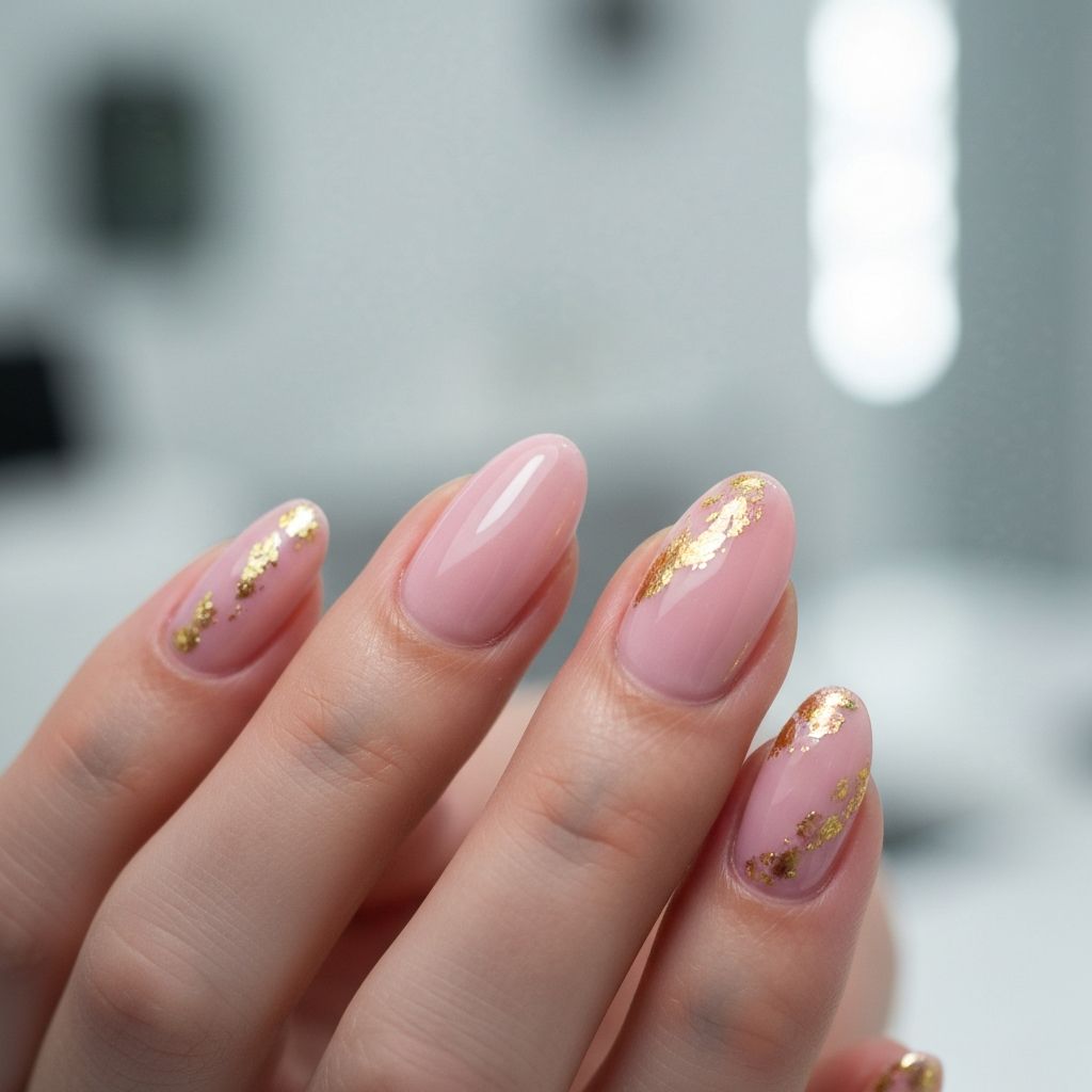 Nagu māksla — rozā gēllaka ar zelta detaļām